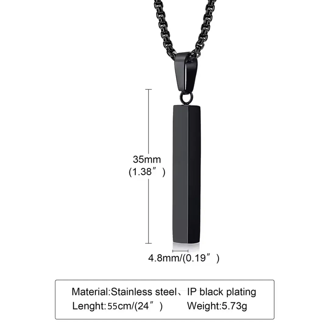 Collar Negro Minimalista Horizon, Acero Inoxidable, Hombre 5