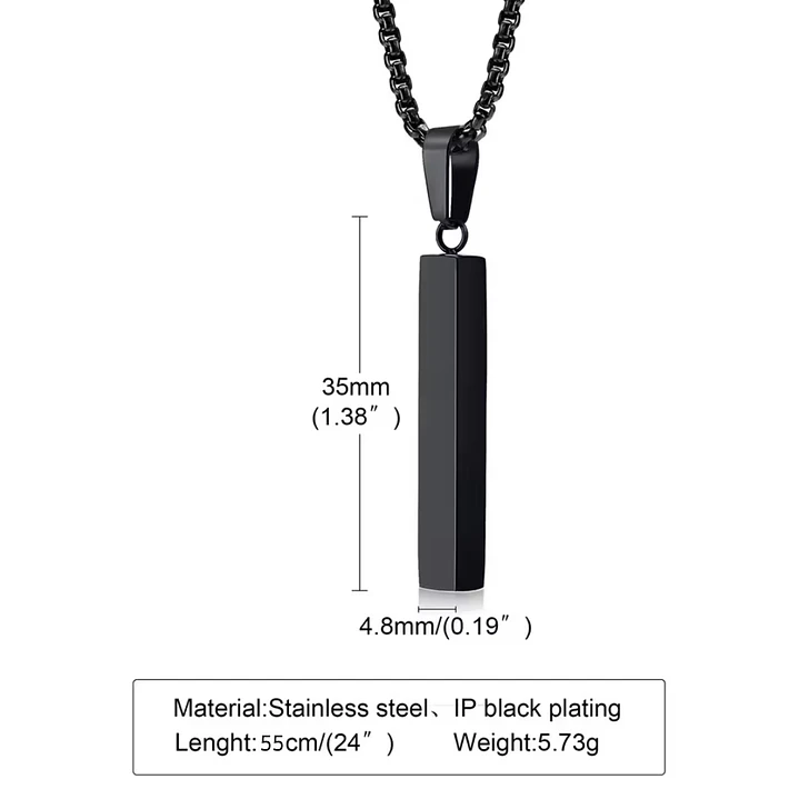 Collar Negro Minimalista Horizon, Acero Inoxidable, Hombre 5
