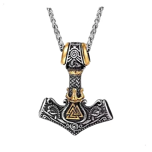 Collar Vikingo Mjölnir Valknut-flecha, Acero Inoxidable