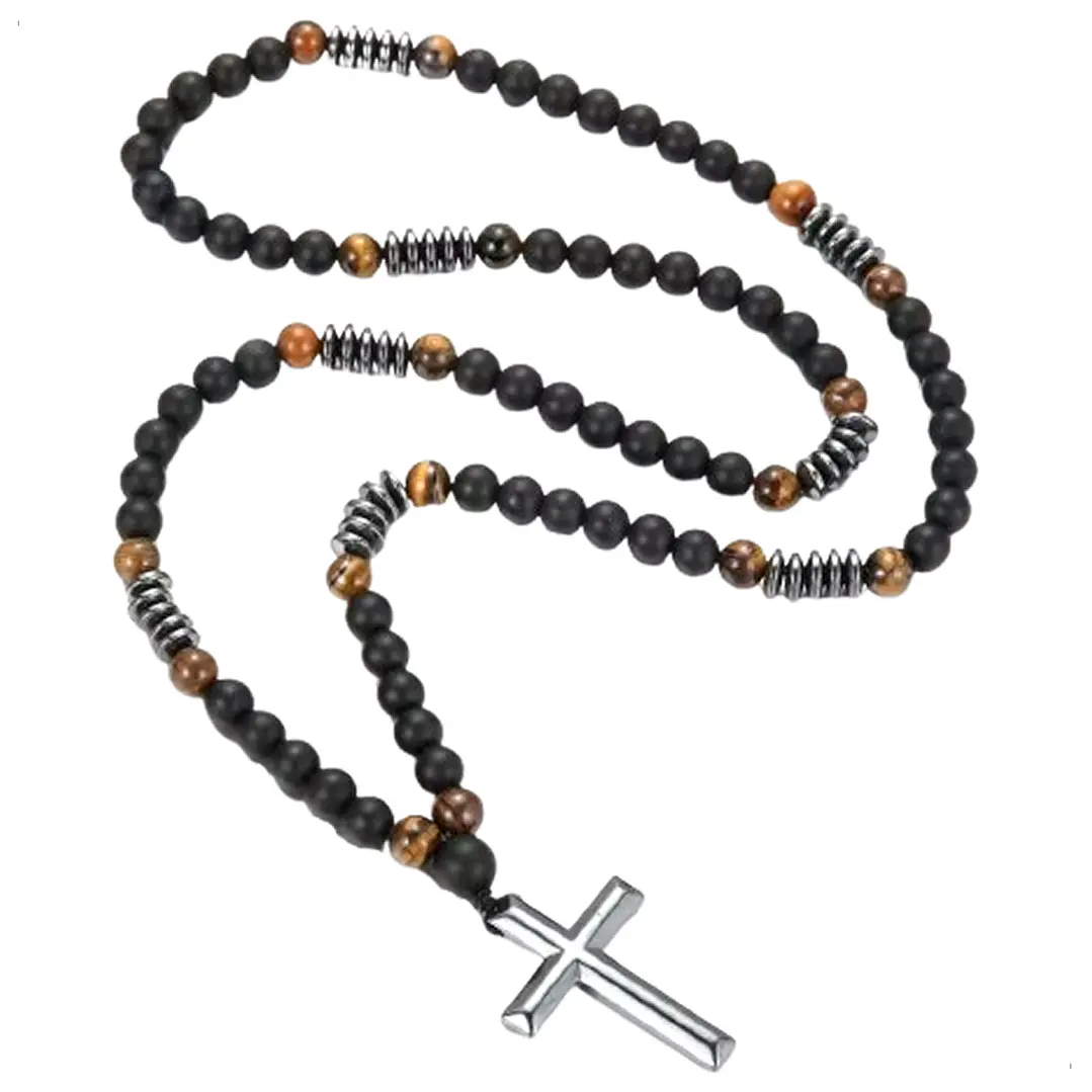 Collar Rosario, Piedras Naturales Ónix, Hematita, Ojo Tigre 1