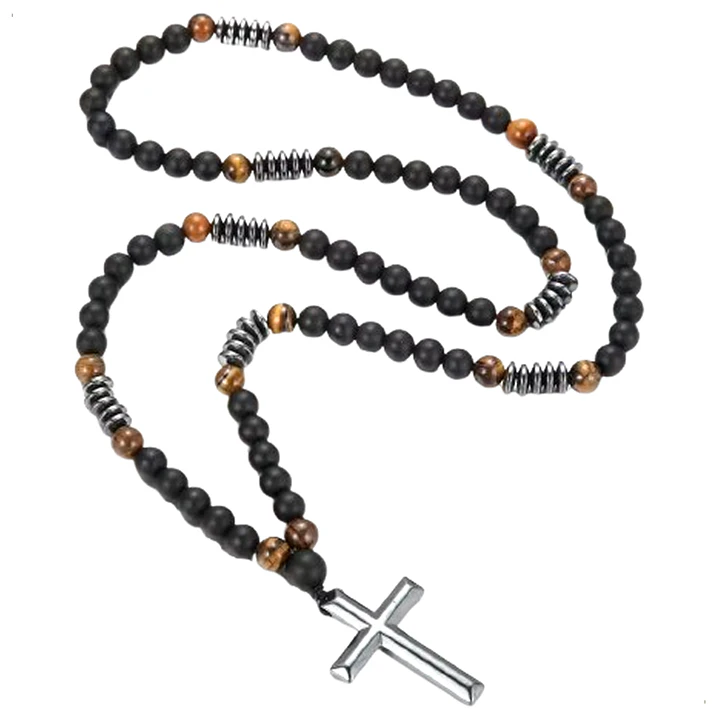 Collar Rosario, Piedras Naturales Ónix, Hematita, Ojo Tigre 1