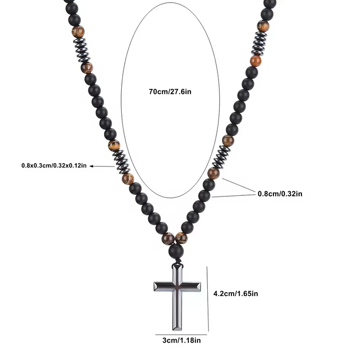 Collar Rosario, Piedras Naturales Ónix, Hematita, Ojo Tigre 6