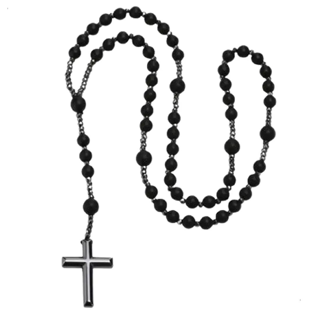 Collar Rosario, Piedras Naturales Ónix Y Hematita, Hombre 1