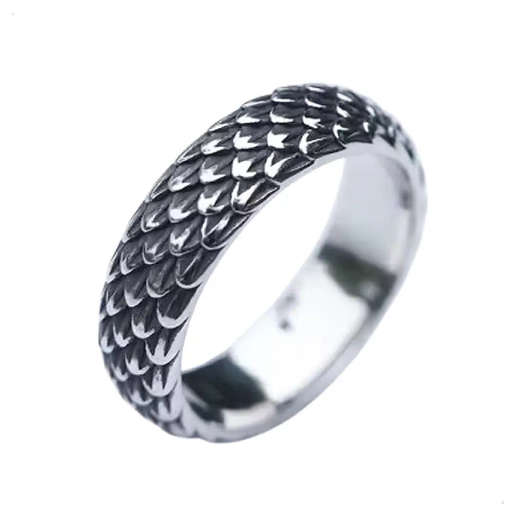 Anillo Escama De Dragón, Acero Inoxidable, Unisex 1