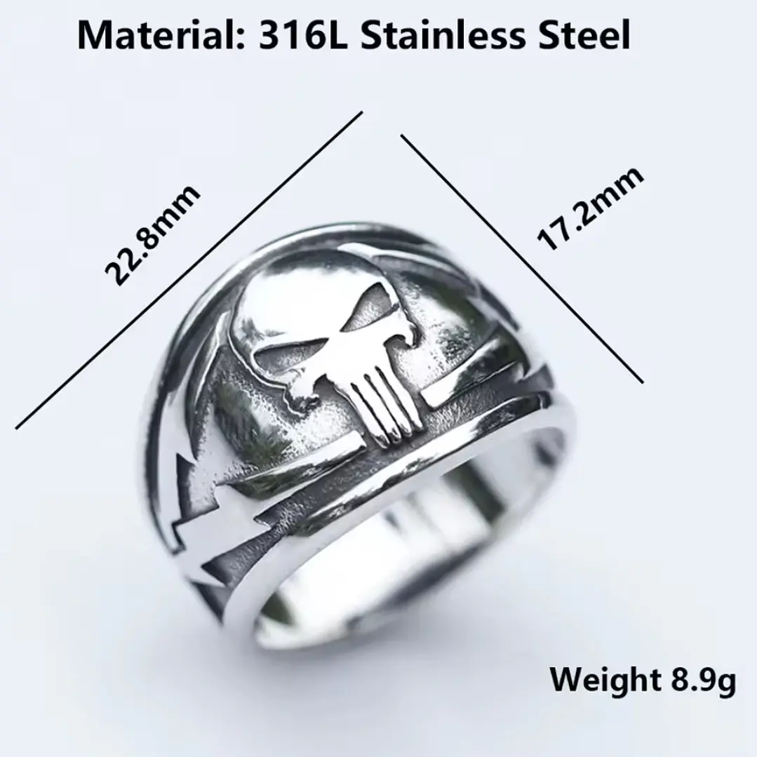 Anillo Punisher, Acero Inoxidable 316L, Hombre 6