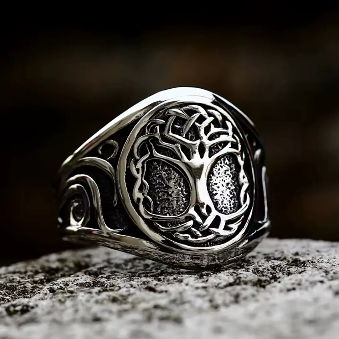 Anillo Vikingo Árbol de la Vida, Acero Inoxidable, Unisex 2