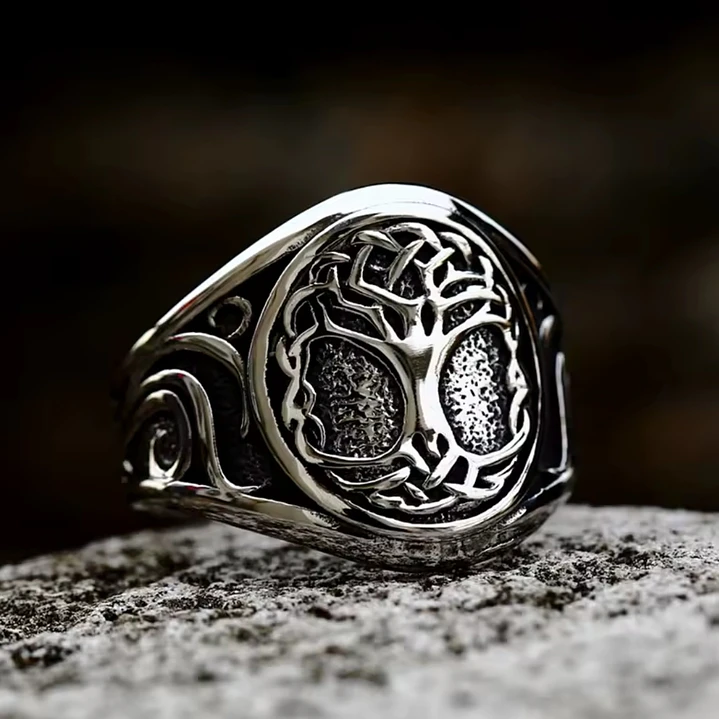 Anillo Vikingo Árbol de la Vida, Acero Inoxidable, Unisex 2