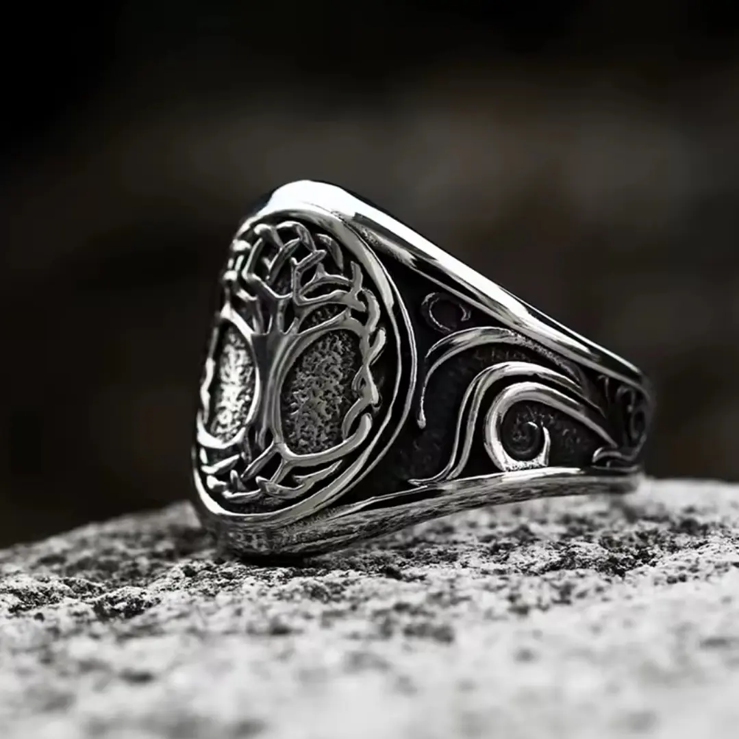 Anillo Vikingo Árbol de la Vida, Acero Inoxidable, Unisex 3