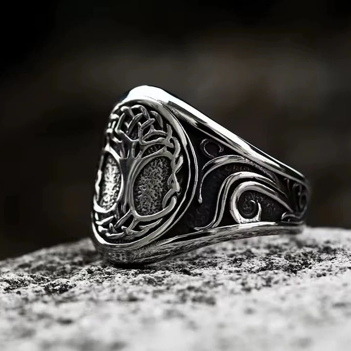 Anillo Vikingo Árbol de la Vida, Acero Inoxidable, Unisex 3