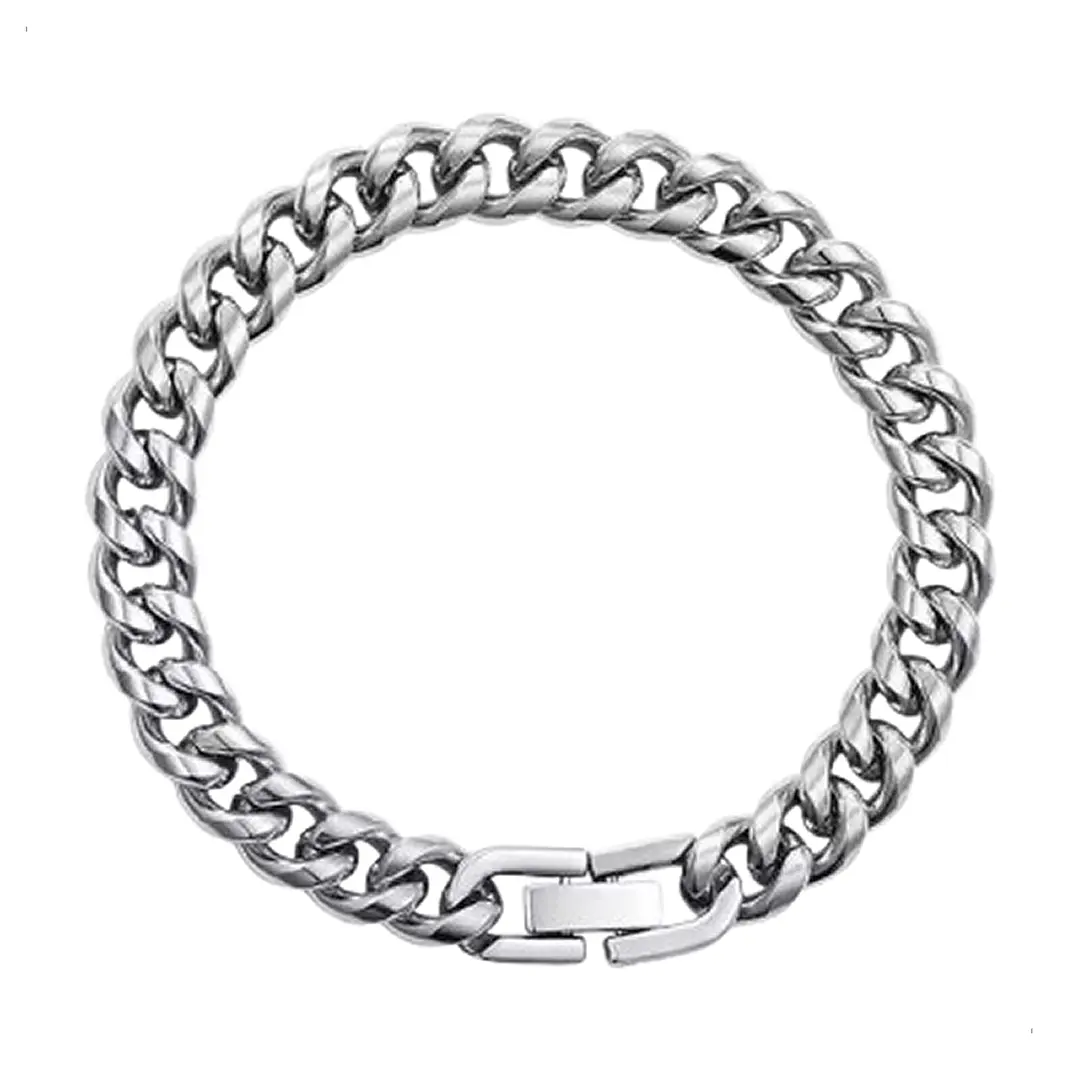 PULSERA CUBANA SILVER 10MM | ACERO INOXIDABLE 316L 1