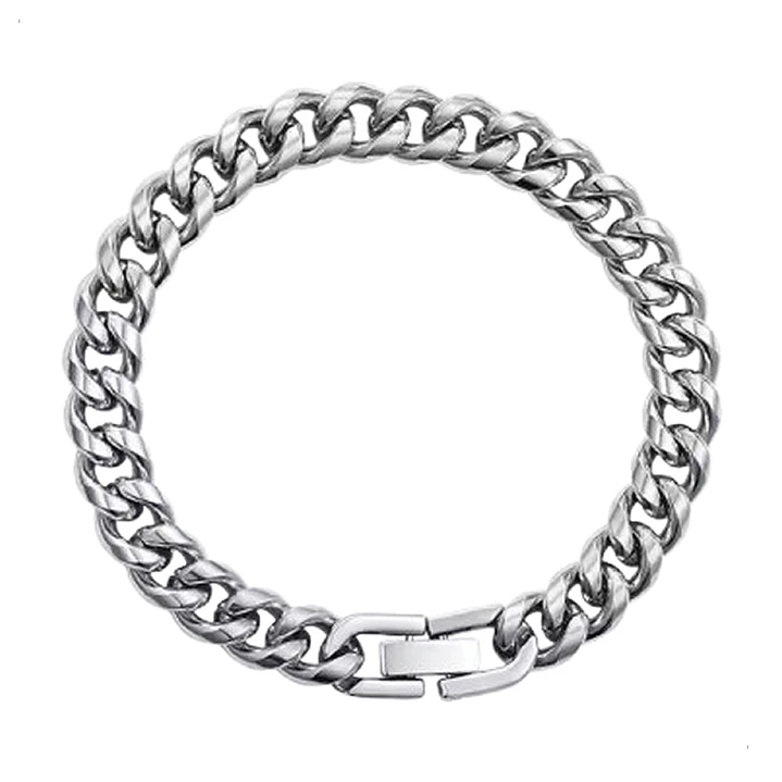 PULSERA CUBANA SILVER 10MM | ACERO INOXIDABLE 316L 1