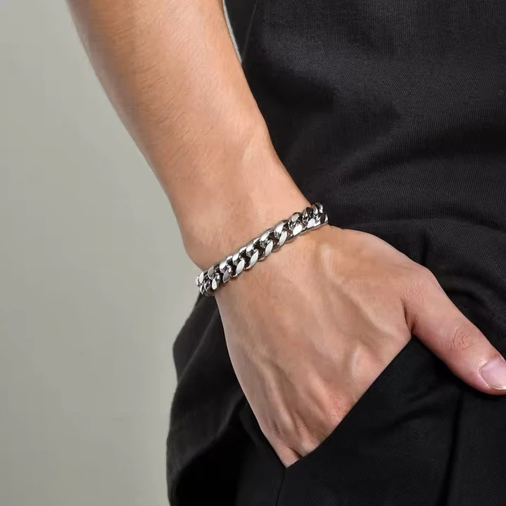 PULSERA CUBANA SILVER 10MM | ACERO INOXIDABLE 316L 2