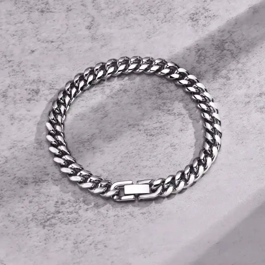 PULSERA CUBANA SILVER 10MM | ACERO INOXIDABLE 316L 4