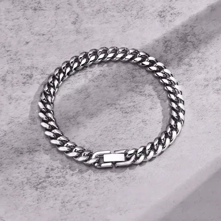 PULSERA CUBANA SILVER 10MM | ACERO INOXIDABLE 316L 4