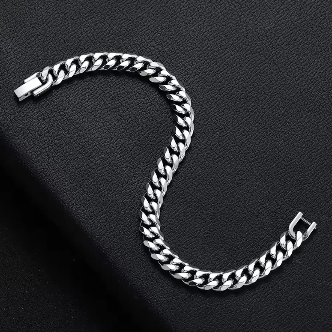 PULSERA CUBANA SILVER 10MM | ACERO INOXIDABLE 316L 5