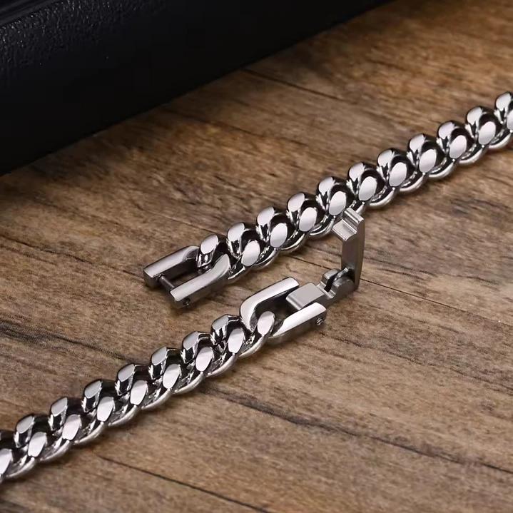 PULSERA CUBANA SILVER 10MM | ACERO INOXIDABLE 316L 7