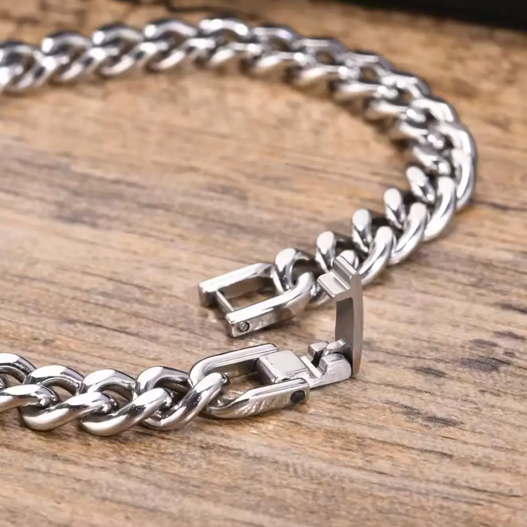 PULSERA CUBANA SILVER 10MM | ACERO INOXIDABLE 316L 6