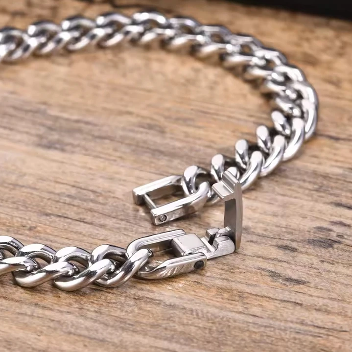 PULSERA CUBANA SILVER 10MM | ACERO INOXIDABLE 316L 6
