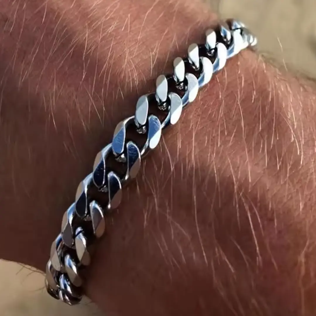 PULSERA CUBANA SILVER 10MM | ACERO INOXIDABLE 316L 3