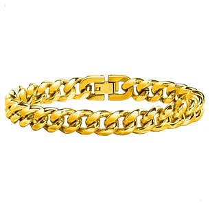 PULSERA CUBANA GOLD 10MM | ACERO INOXIDABLE 316L