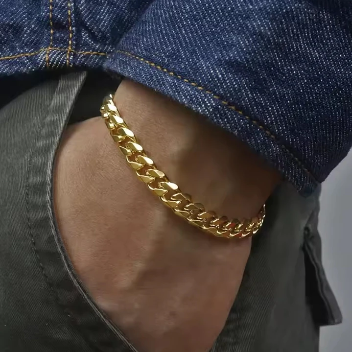 PULSERA CUBANA GOLD 10MM | ACERO INOXIDABLE 316L 4