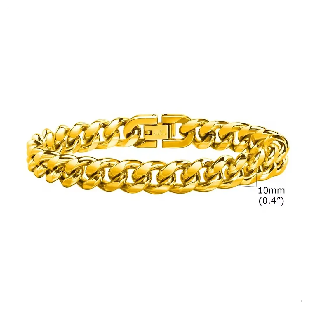 PULSERA CUBANA GOLD 10MM | ACERO INOXIDABLE 316L 6