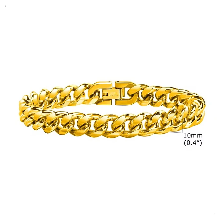 PULSERA CUBANA GOLD 10MM | ACERO INOXIDABLE 316L 6