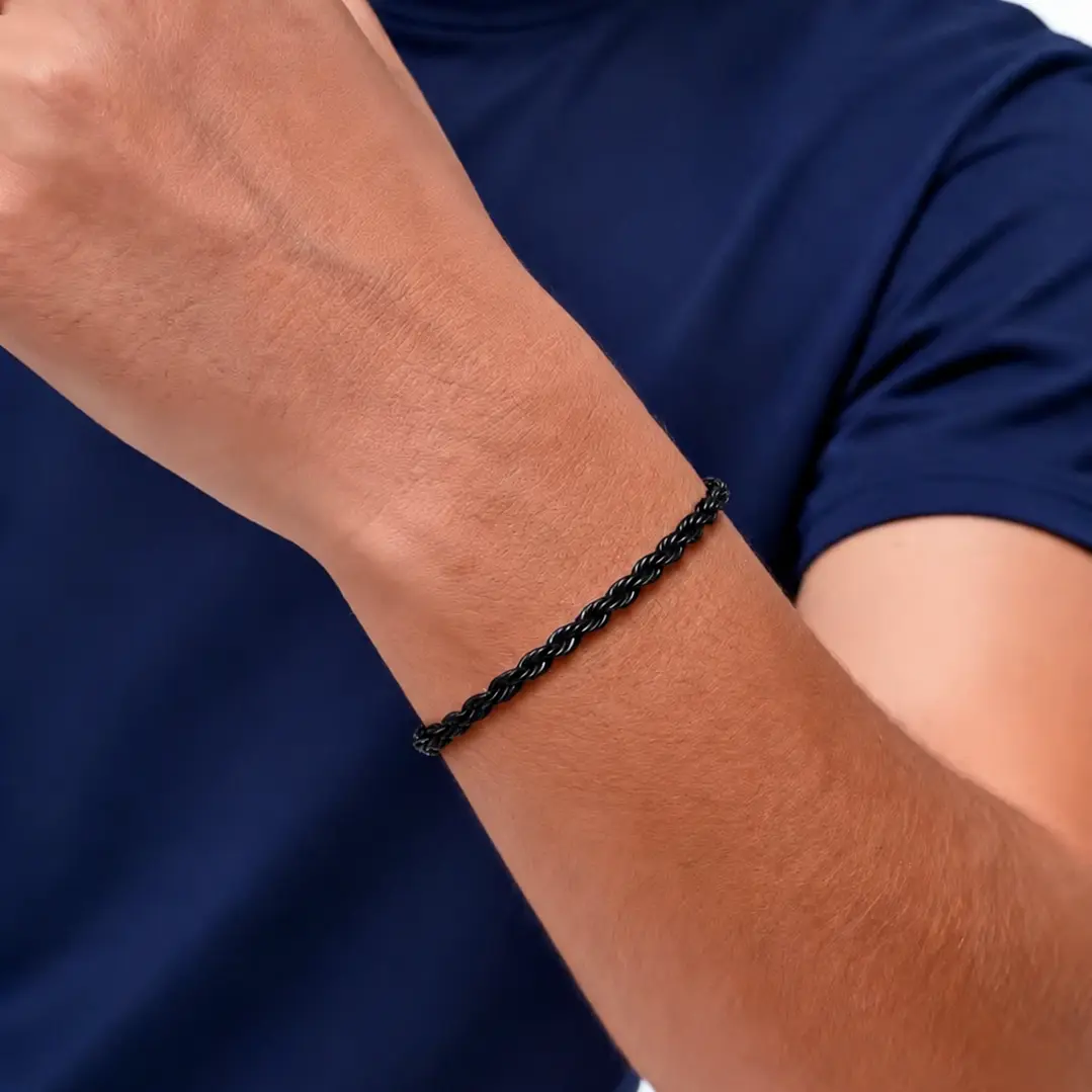 Pulsera Tourbillon Black 3mm, Acero Inox. 316L, Ajustable 2