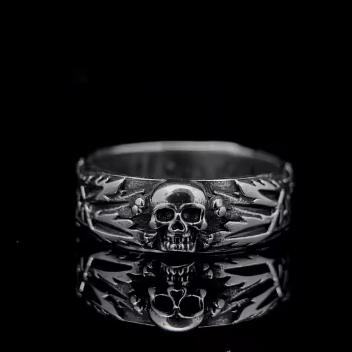Anillo Calavera Tallada, Acero Inoxidable, Unisex 9