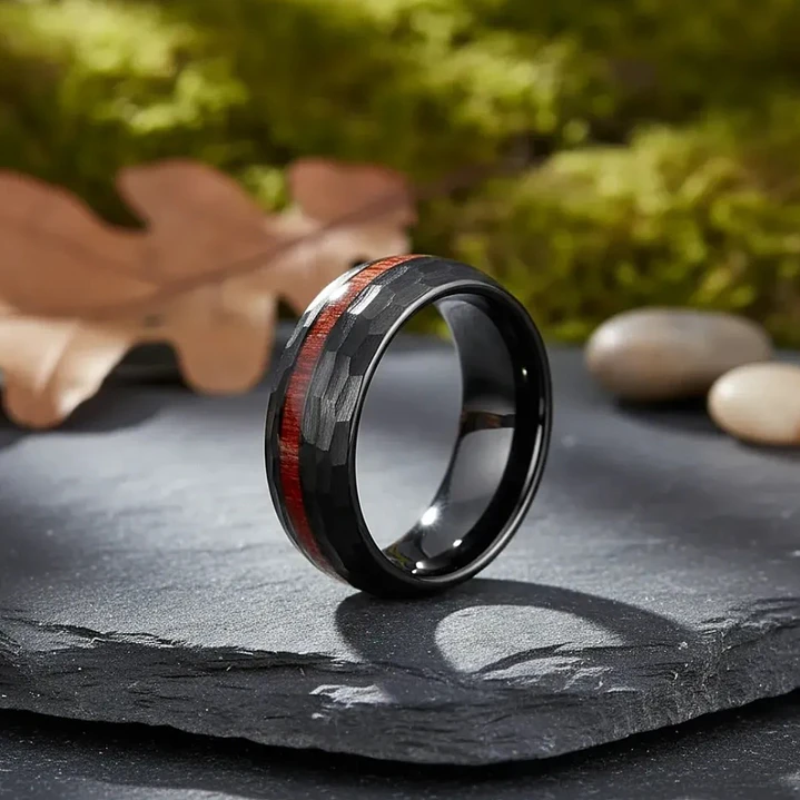 Anillo Tungsteno Urban Nature 8mm Facetado, Calidad Premium 5