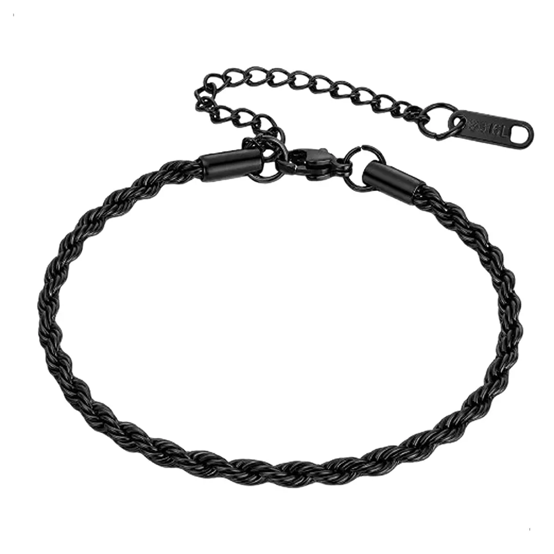 Pulsera Tourbillon Black 3mm, Acero Inox. 316L, Ajustable 1
