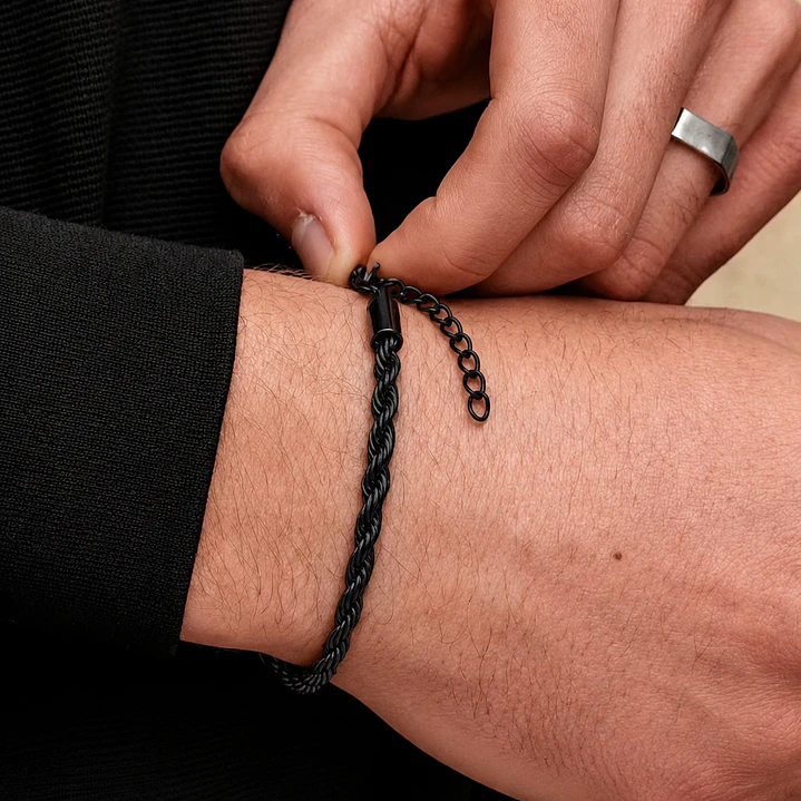 Pulsera Tourbillon Black 3mm, Acero Inox. 316L, Ajustable 2