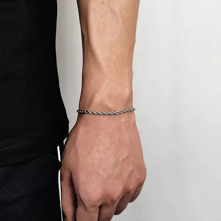 Pulsera Tourbillon Silver 3mm, Acero Inox. 316L, Ajustable 4
