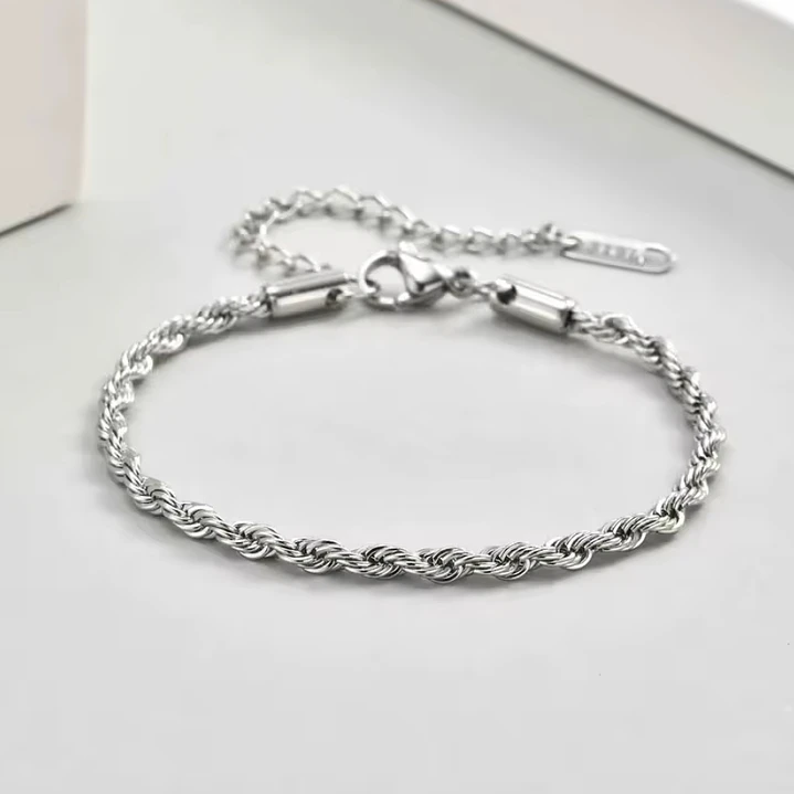 Pulsera Tourbillon Silver 3mm, Acero Inox. 316L, Ajustable 5