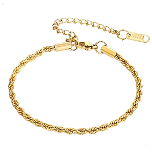 Pulsera Tourbillon Gold 3mm, Acero Inox. 316L, Ajustable