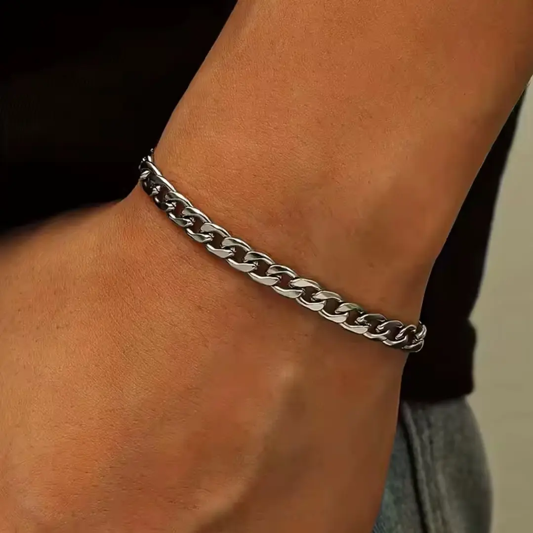 Set 2 Pulseras Acero 316L Silver Tourbillon + Cubana, Hombre 3