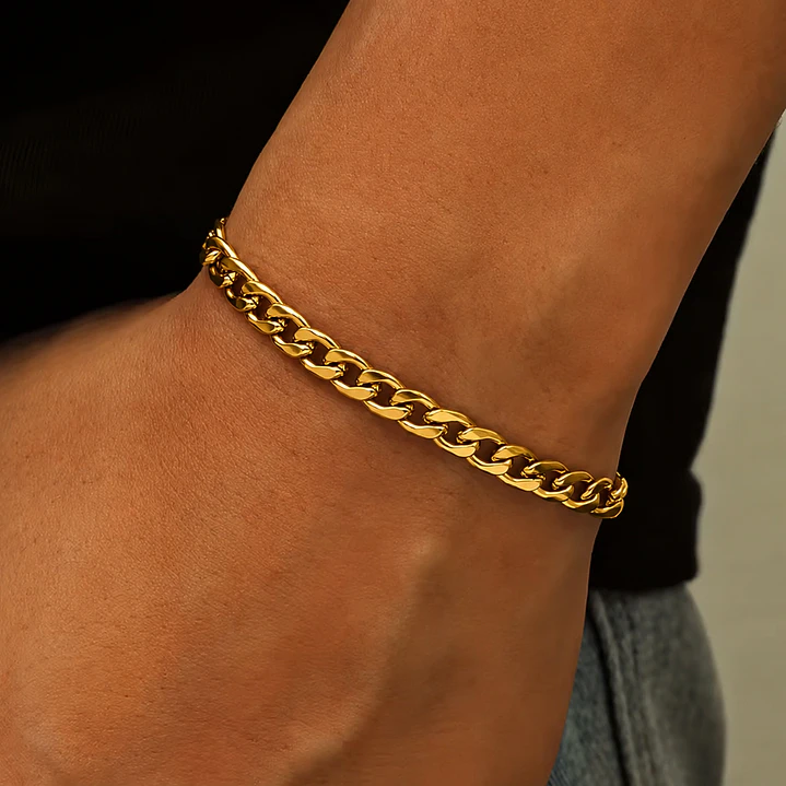 Set 2 Pulseras Acero 316L Gold, Cubana + Tourbillon 4