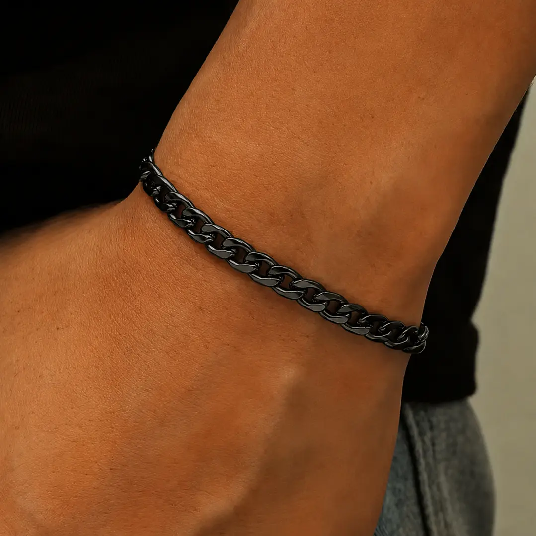 Set 2 Pulseras Acero 316L Black, Cubana + Tourbillon 5