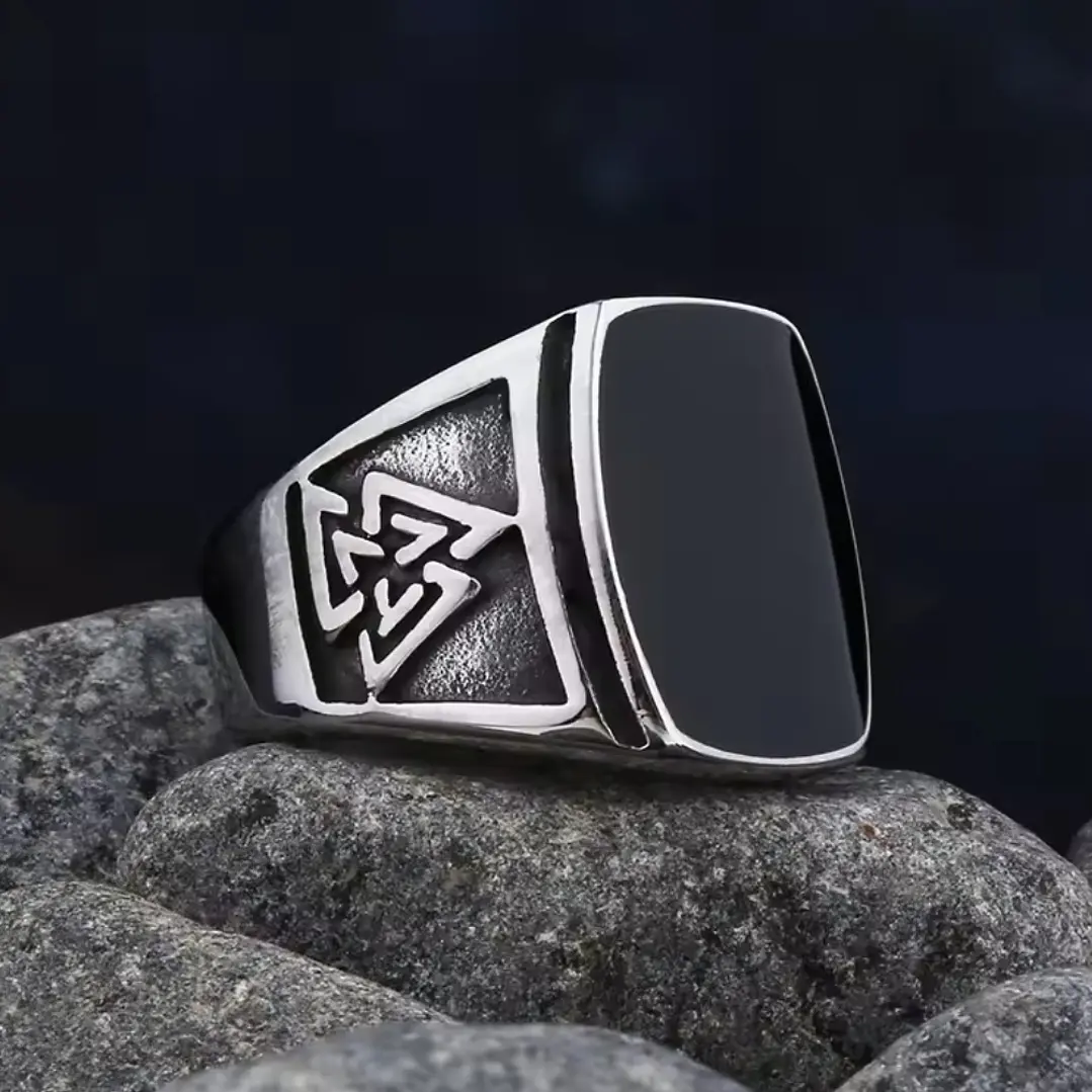 Anillo Vikingo Valknut, Acero Inoxidable 316L, Hombre 3