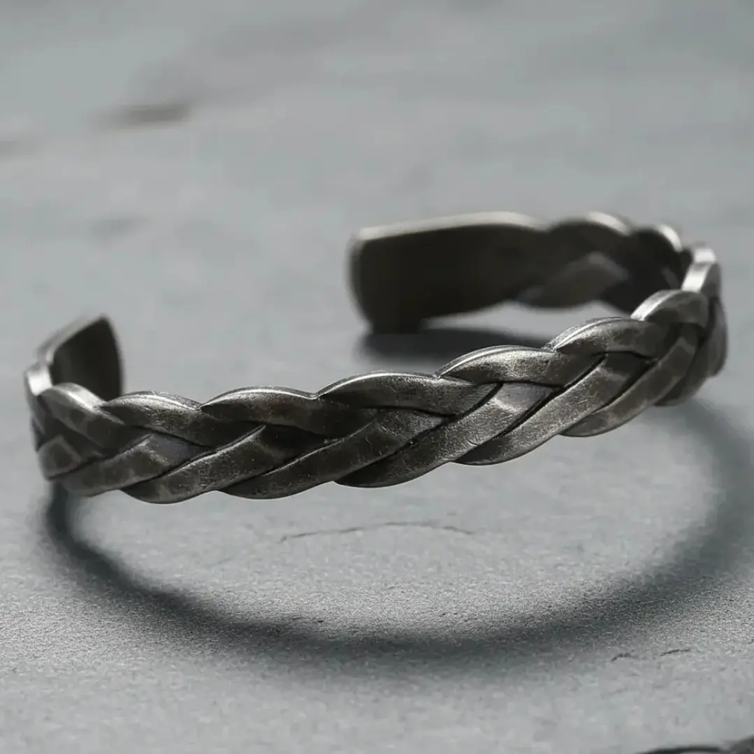 Brazalete Trenzado, Acero Inoxidable Estilo Vintage, Hombre 4