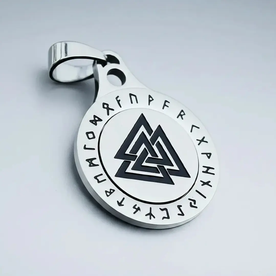 Collar Vikingo Valknut Spinner Giratorio, Acero Inoxidable 4