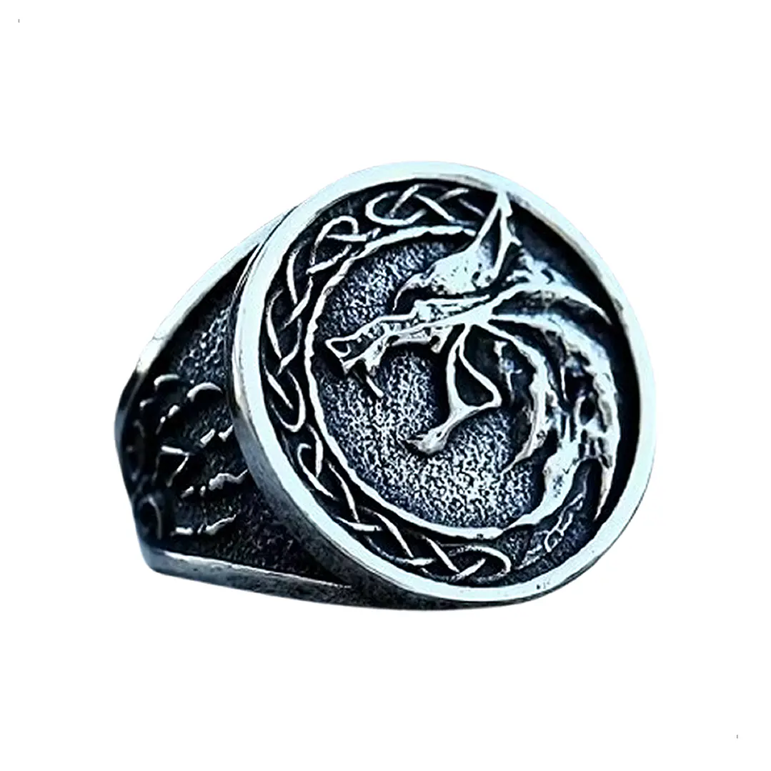 Anillo Vikingo Lobo Nórdico, Acero Inoxidable 316L 1