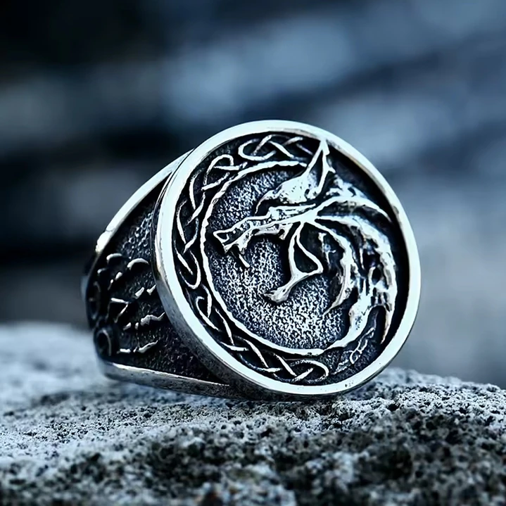 Anillo Vikingo Lobo Nórdico, Acero Inoxidable 316L 2