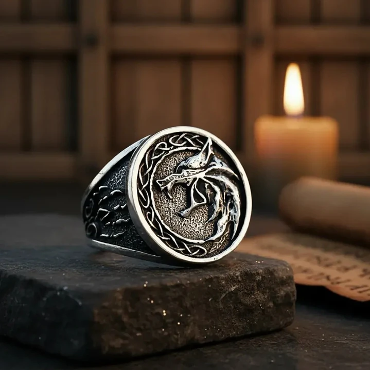 Anillo Vikingo Lobo Nórdico, Acero Inoxidable 316L 4