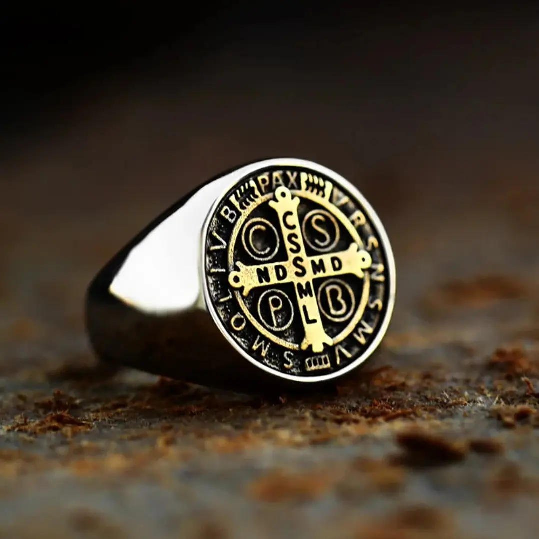 Anillo San Benito, Acero Inoxidable 316L, Hombre 2