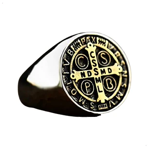 Anillo San Benito, Acero Inoxidable 316L, Hombre