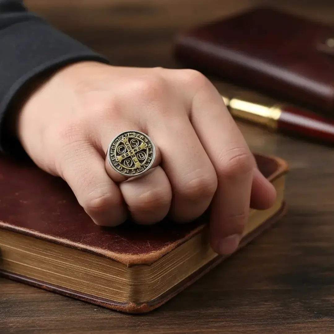 Anillo San Benito, Acero Inoxidable 316L, Hombre 3