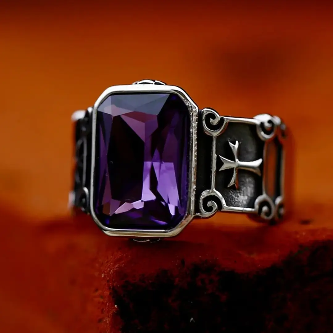 Anillo Purple And Cross, Acero Inoxidable 316L, Unisex 2