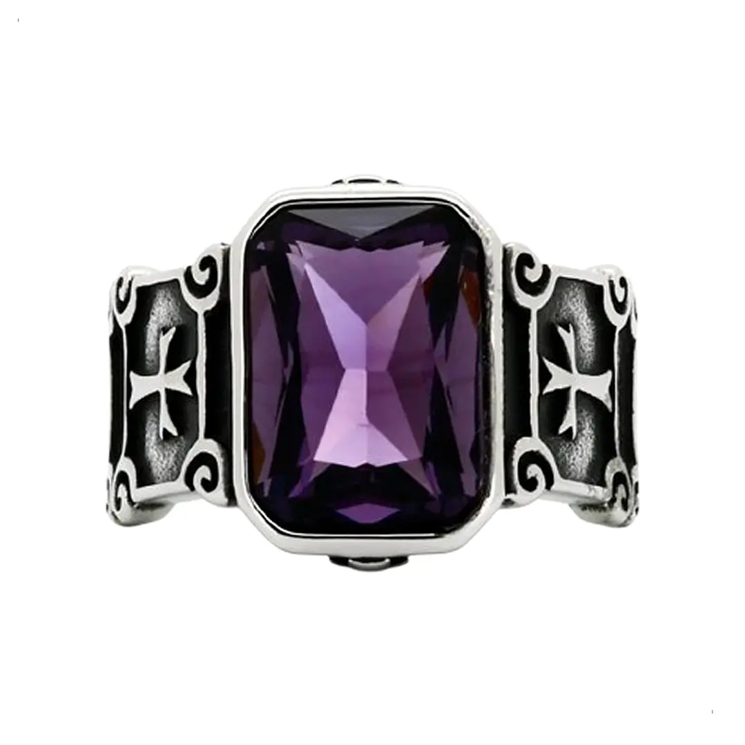 Anillo Purple And Cross, Acero Inoxidable 316L, Unisex 1