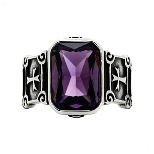 Anillo Purple And Cross, Acero Inoxidable 316L, Unisex